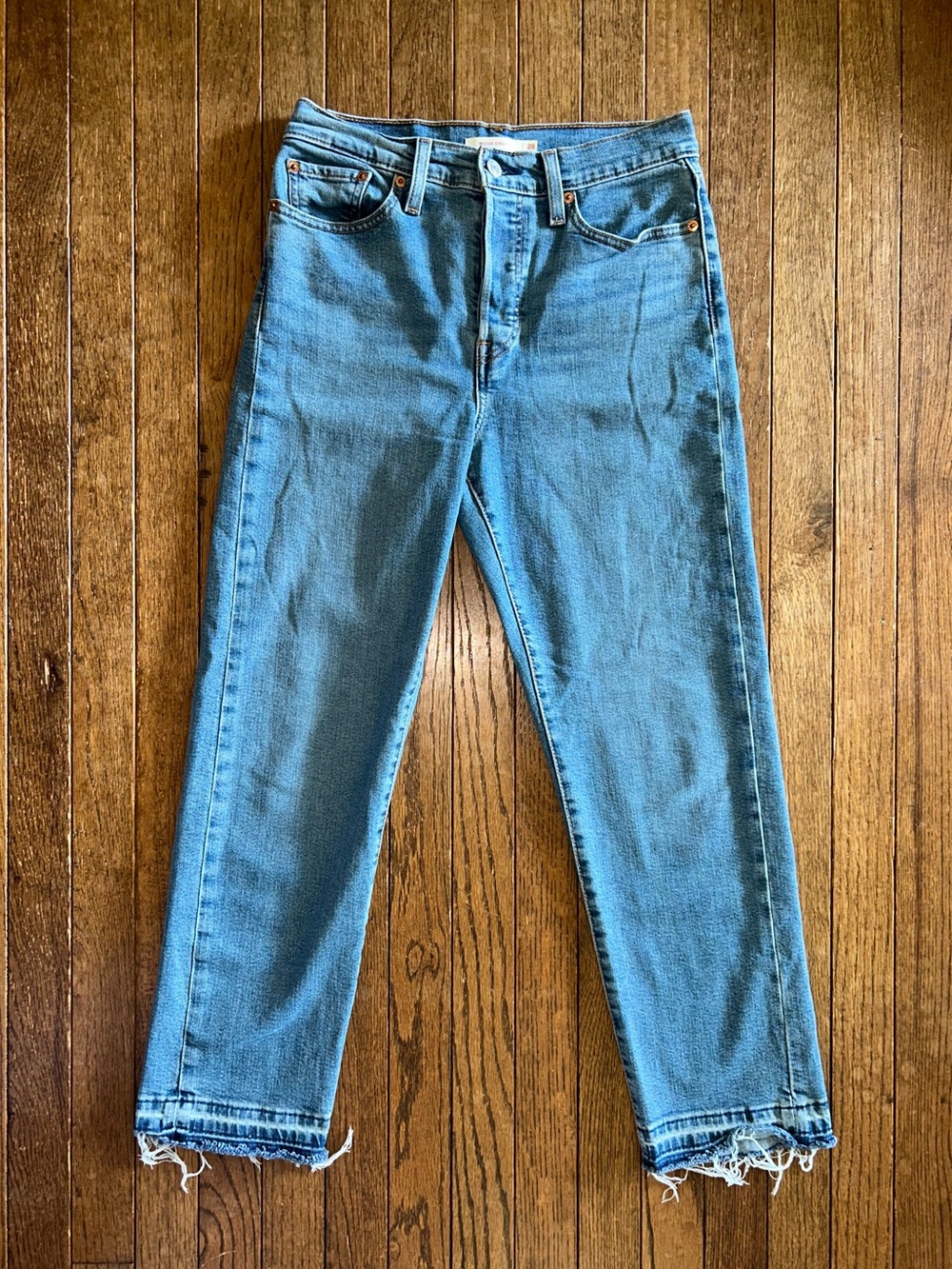 LEVI’s Women’s Wedgie Straight Fit Ankle High Rise Denim Jeans with raw hem